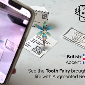 Tooth Fairy Certificate Template Letter - Name Editable with animated Augmented Reality Message - British Accent