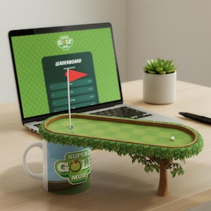 Caneca de Golfe com Realidade Aumentada - Jogo Interativo de Minigolfe | Caneca Gamer com RA, Presente Exclusivo para Ele, Gamer Retrô, Presente Divertido para Pais