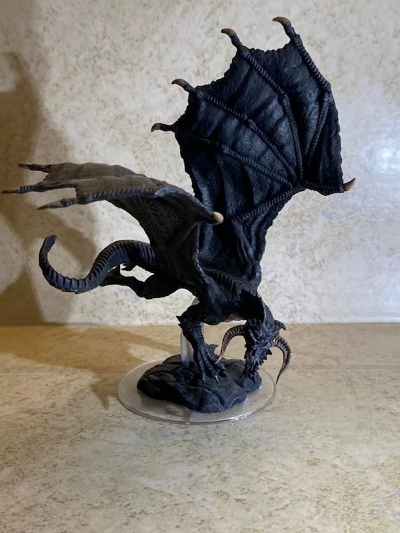 Painted Nolzur's Young Black Dragon - Etsy