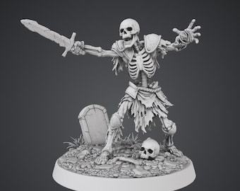 Skeleton Miniature for Heroes on the Borderlands, Unpainted Resin D&D Undead Mini, Tabletop RPG Monster Figure