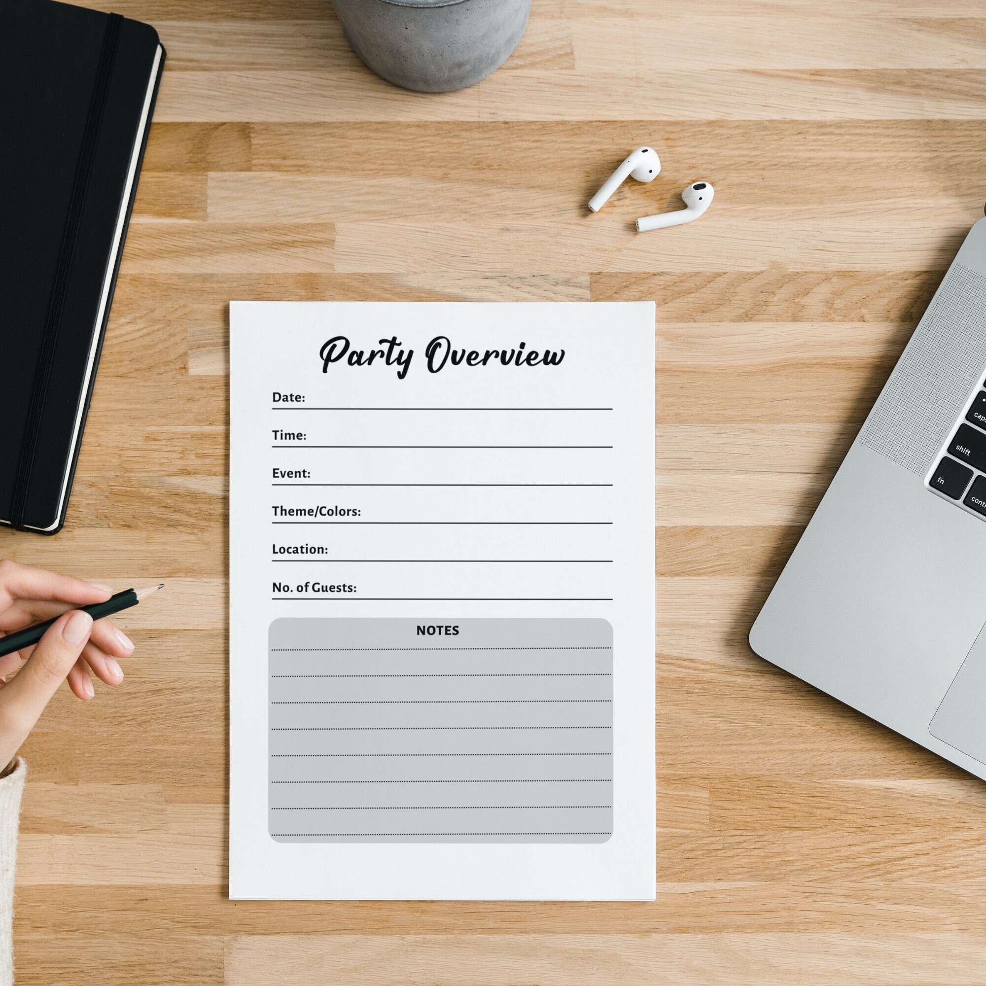 Printable Simple Party Planner Guest List Event Organizer Birthday ...