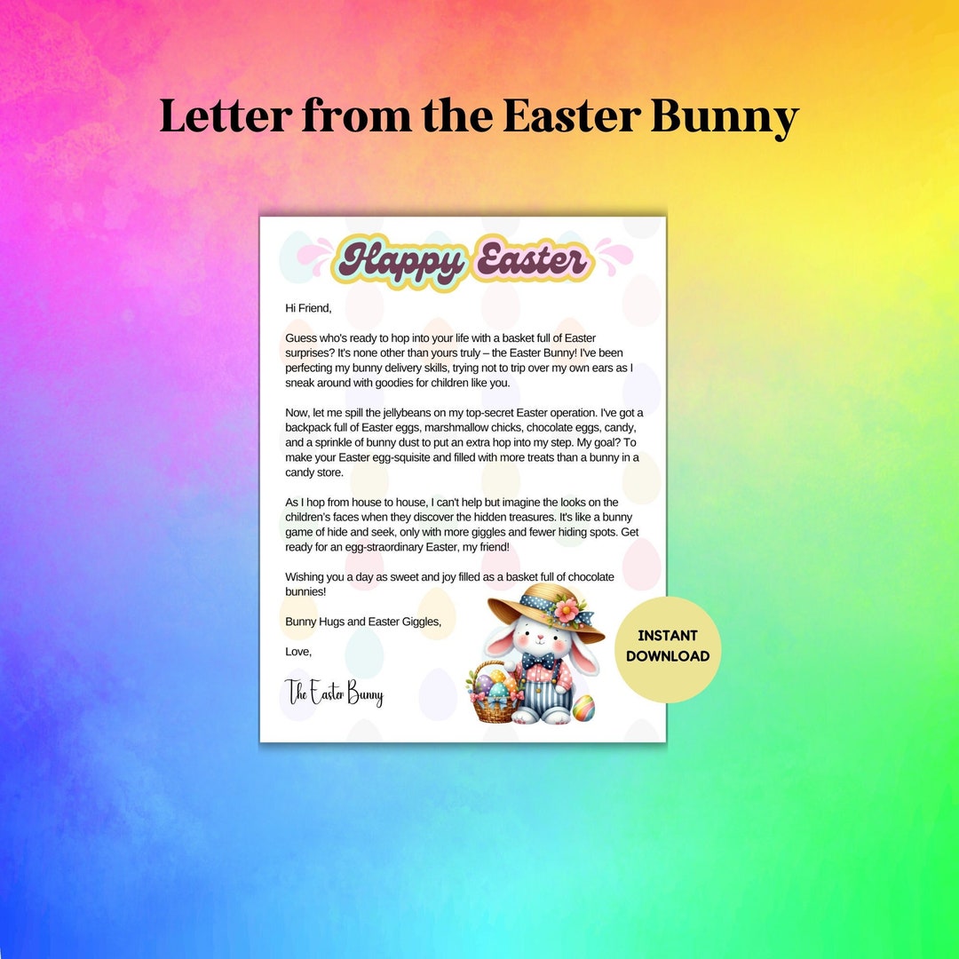A Letter From the Easter Bunny, Printable, Great for Kids and Adults ...