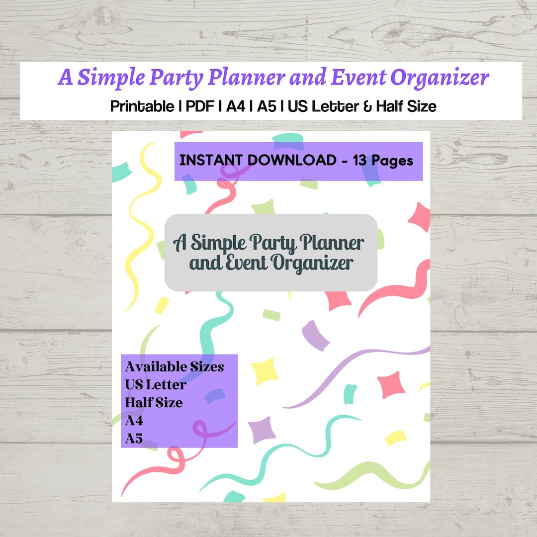 Printable Simple Party Planner Guest List Event Organizer Birthday ...