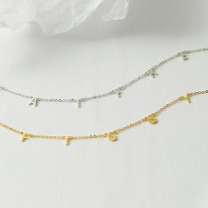 Collar con nombre personalizado, joyería con letras personalizadas con letras espaciadas, collar con letras personalizadas, regalo elegante para ella, perfecto para aniversario