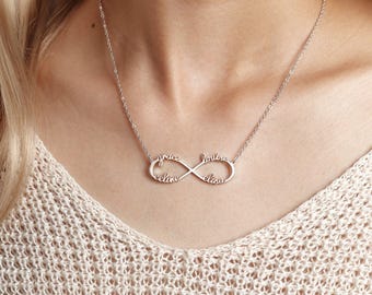 Personalized Multi Name Necklace for Mum, Custom Family Name Jewelry, Christams Gift for Grandma
