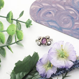 Amethyst Butterfly set in Sterling Silver Ring. Size 8.