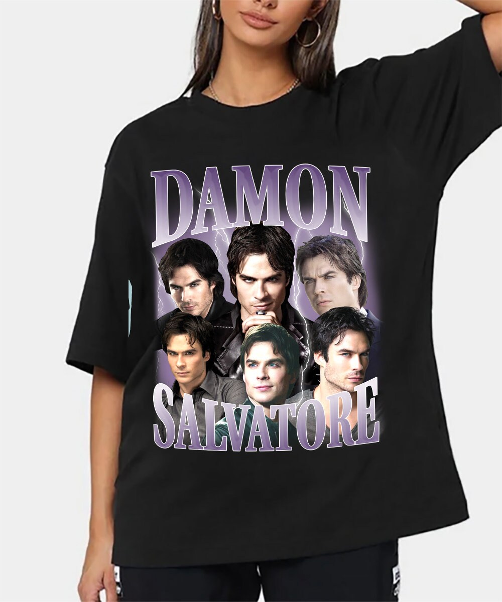 Discover Damon Salvatore Vintage 90s Bootleg Classic Graphic Tshirt | Damon Retro Bootleg Rap Shirt