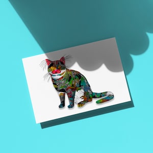 Texture Cat Print (A5, unframed) - Collage Artwork