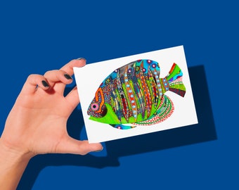 Exotic Fish (A5, ungerahmt) - Collage Kunstwerk mit Textur