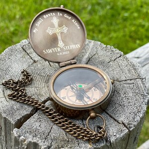 Handmade Personalized Compass, First Holy Communion Gift, Birthday Gift, Gift For Him, Engraved Compass, Valentines Day Gift
