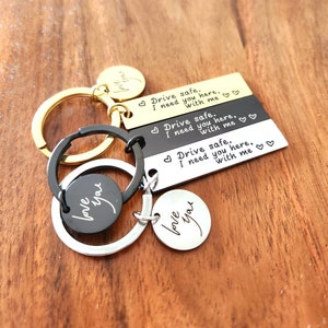 Personalized Gift for Dad, Handmade Gift for Him, Fathers Day Gift, Engraved Metal Keychain, Stainless Steel Keychain, Drive Safe Keychain