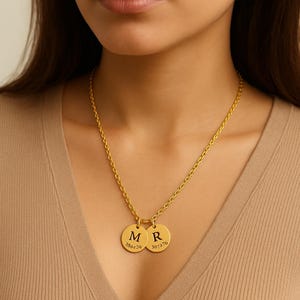 Personalized Engraved Handmade Medallion Pendant Custom Name Date Engraved Coin Necklace Charm Necklace Gift Initial Disc