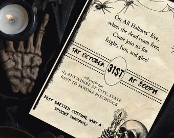 Vintage Halloween Invitations Halloween Party Invite Antique Adults Halloween Costume party Invite Editable Printable Digital Download