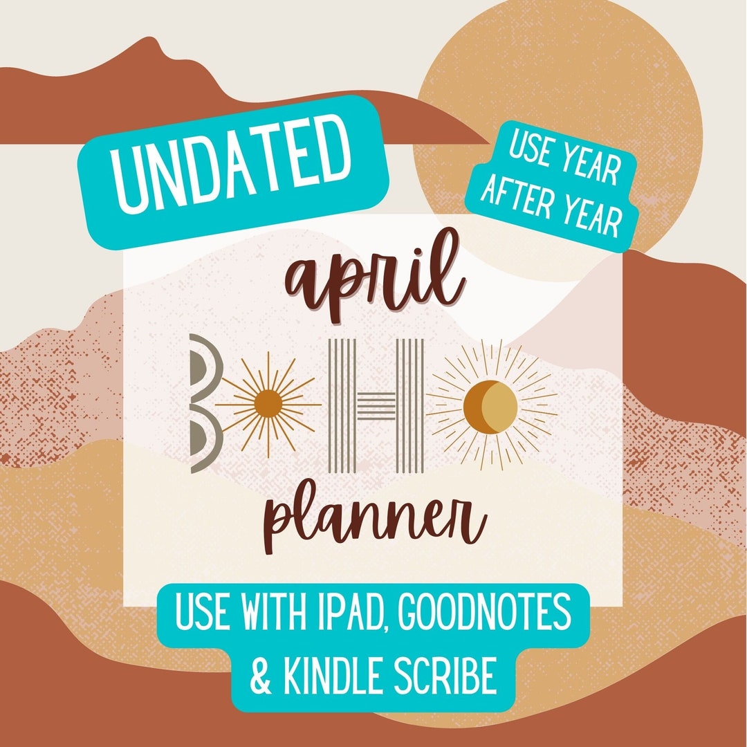 BOHO Monthly Planner APRIL Undated - Etsy