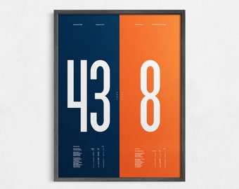 Super Bowl XLVIII / Final Score Minimal Print / Wall Art Poster / Canvas Home Decor / Black Frame Sports Gift / Seahawks Broncos Football