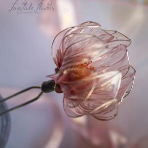 Magic Pink Transparent Flower Hair Pin, Floral pin, Kanzashi, stained glass flower, hair stick
