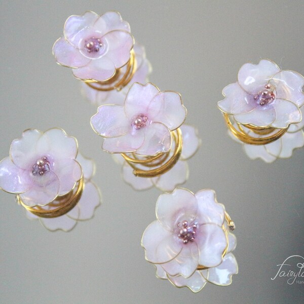 Small Flowers Spiral Hair Pins Swirl Hair Twists Set of 5  , Floral pins,  hair stick, pink flowers