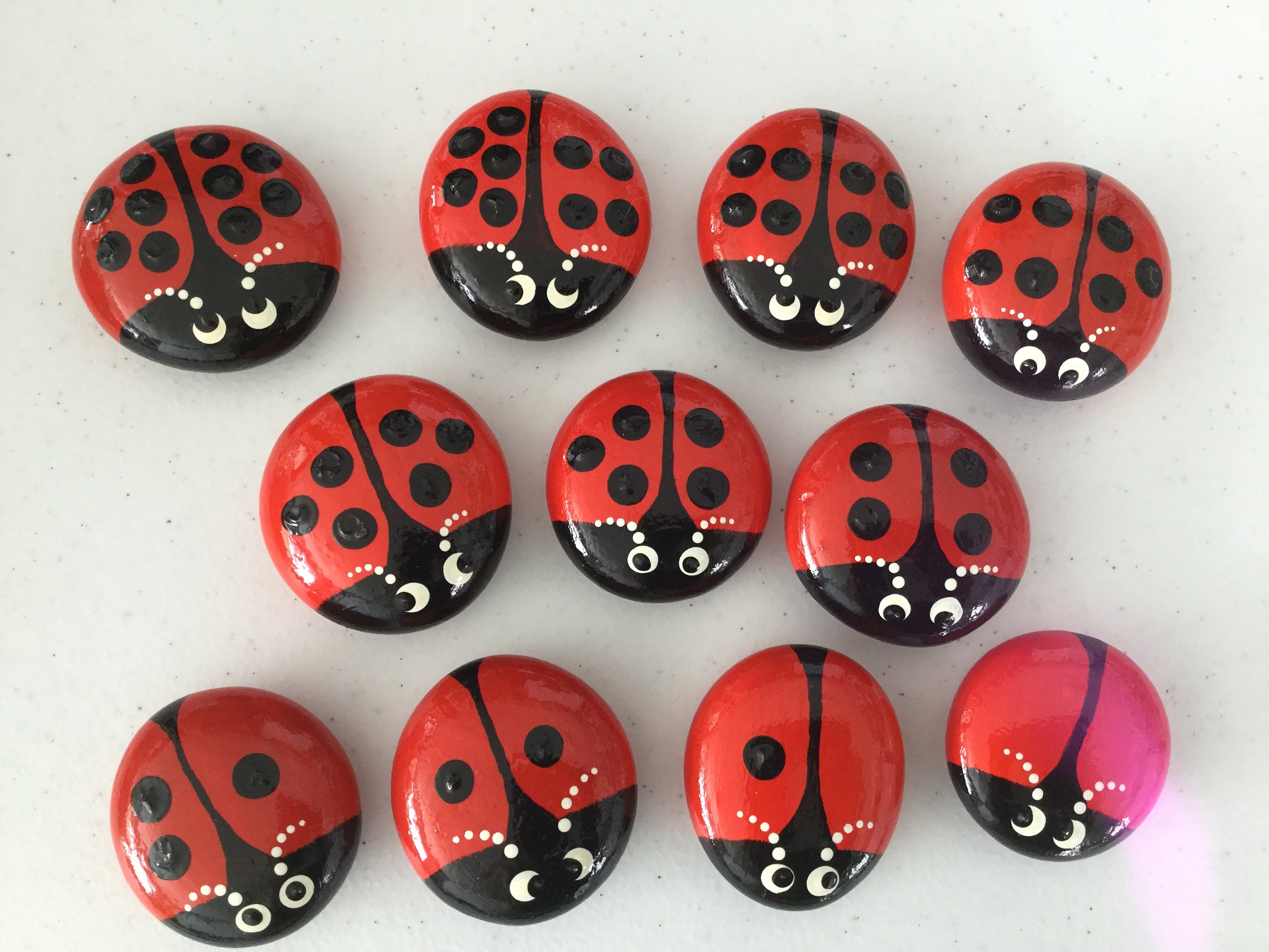Very Cute Ladybird Counting Set Painted Stones No.11 Etsy UK