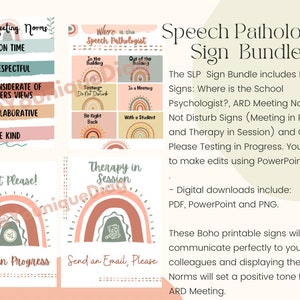 Speech Pathologist Sign Bundle- Boho Rainbow