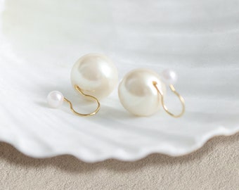 Perle d'eau douce à clip sur boucles d'oreilles, Clip de mariée sur boucles d'oreilles, Clip invisible sur boucles d'oreilles, Boucles d'oreilles de mariage, Puces à clip, Cadeau pour elle