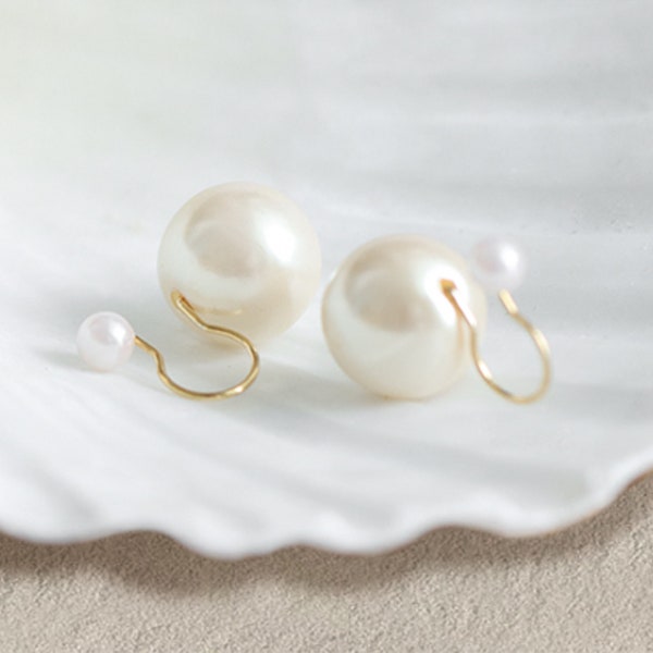 Freshwater Pearl Clip on Earrings, Bridal Clip on Earrings, Invisible Clip on Earrings, Wedding Earrings, Clip on Studs, Gift for Her