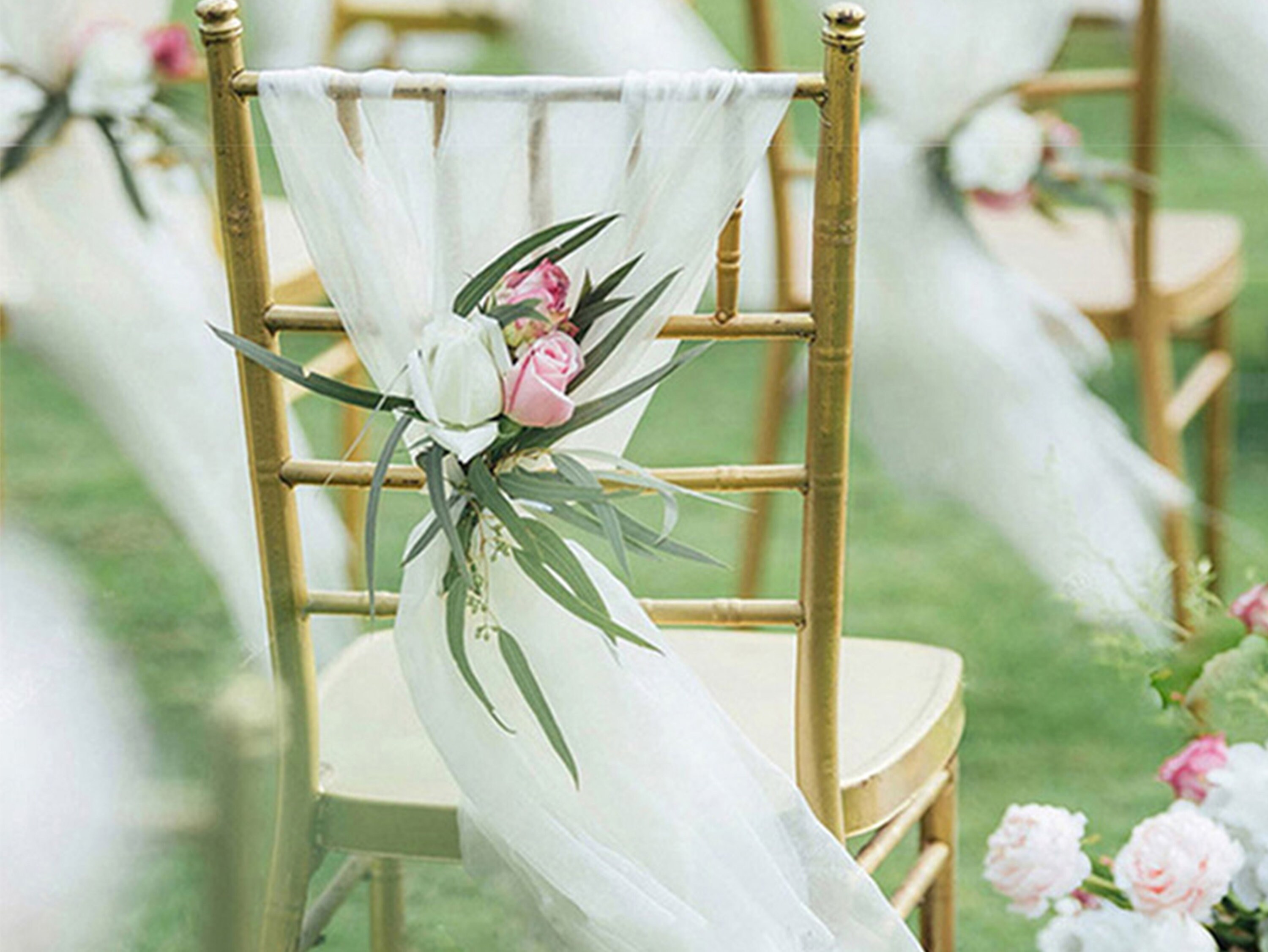 Wedding Chair Sash, Wedding Chiffon Vertical Drapes, Wedding Chair ...