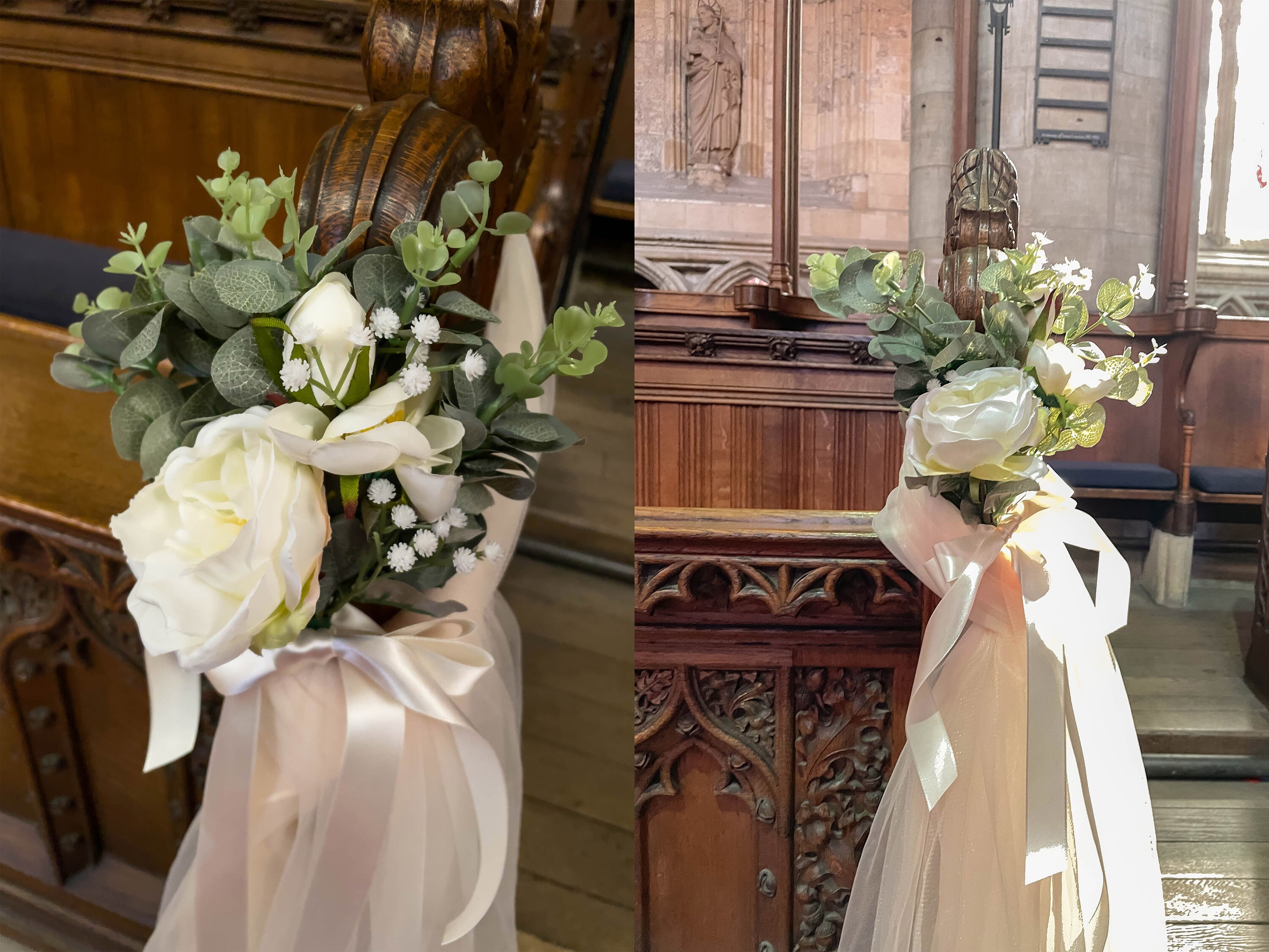 Wedding Pew Decoration White & Green Wedding Pew Ends Etsy