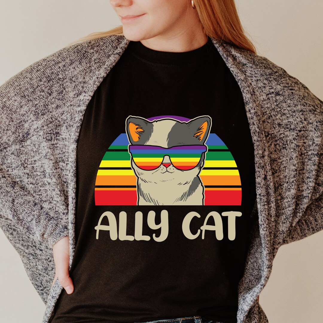 Pride Ally Shirts LGBTQIA Cool Ally Cat in Sunglasses T-shirt - Etsy