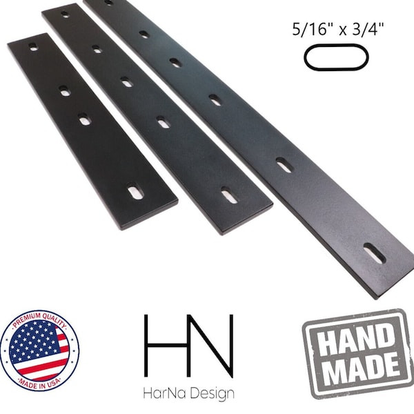 Flat Bar Support Bracing, Hidden Bracket, Metal Bracing, Brackets, Table Bracket, Metal Bracket, Powder coated (5/16" x 3/4" Oblong holes)
