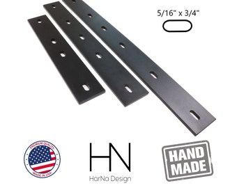 Flat Bar Support Bracing, Hidden Bracket, Metal Bracing, Brackets, Table Bracket, Metal Bracket, Powder coated (5/16" x 3/4" Oblong holes)