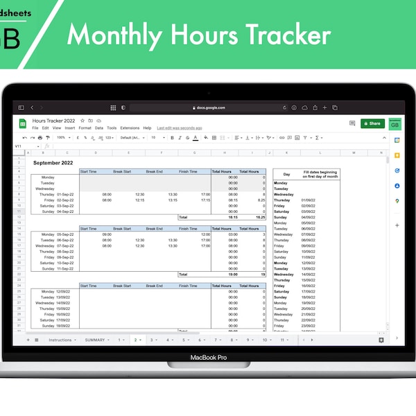 Google Sheets Employee Hours Tracker for Businesses and Employees | Google Sheets Hours Tracker