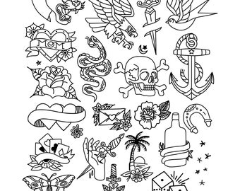20 Traditional Tattoo SVG Bundle - SVG Bundle for Cricut - Tattoo Art Bundle - Digital Download