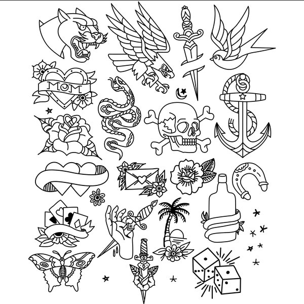 20 Traditional Tattoo SVG Bundle - SVG Bundle for Cricut - Tattoo Art Bundle - Digital Download