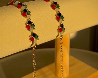 Handmade Palestine Crystal Beaded Bracelet: with gold accents