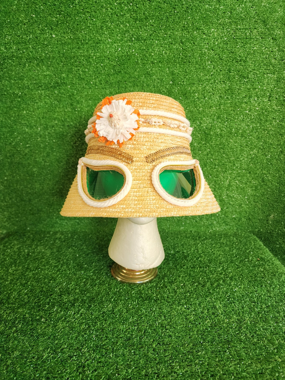 Sunglasses Hat Sunglass Hat 60's Straw Hat Retro Straw Etsy