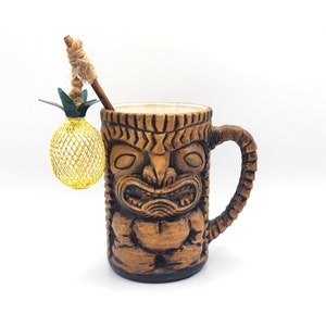 Pineapple Swizzle Stick, Tiki Swizzle, Tiki Bar Decor, Tropical Swizzle Stick