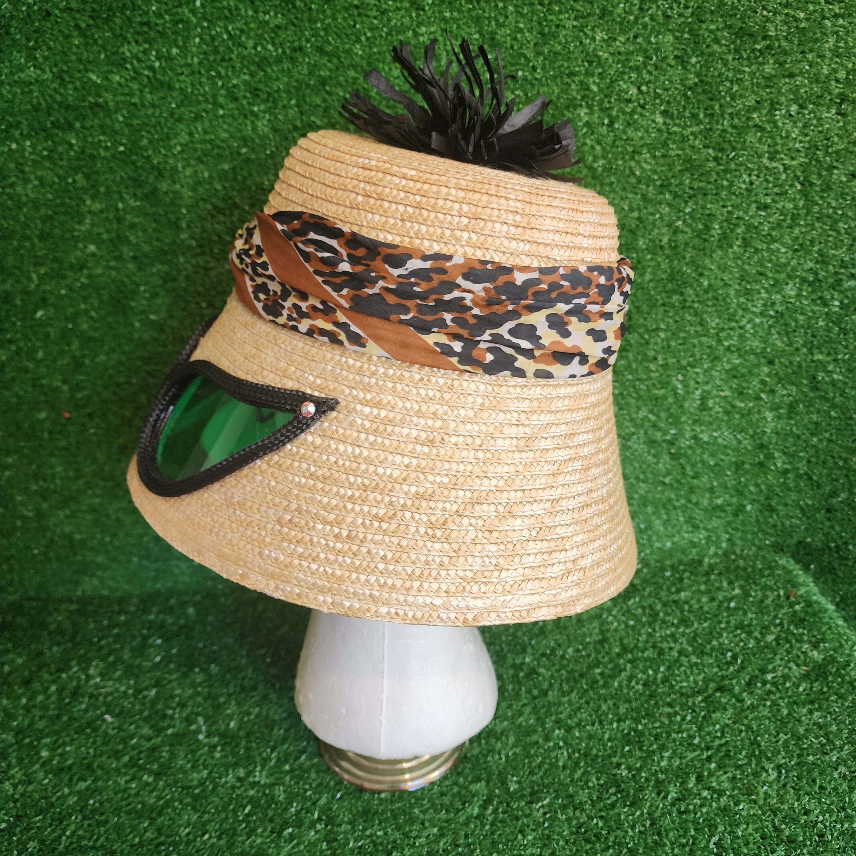 Sunglasses Hat Sunglass Hat 60's Straw Hat Retro Straw Etsy