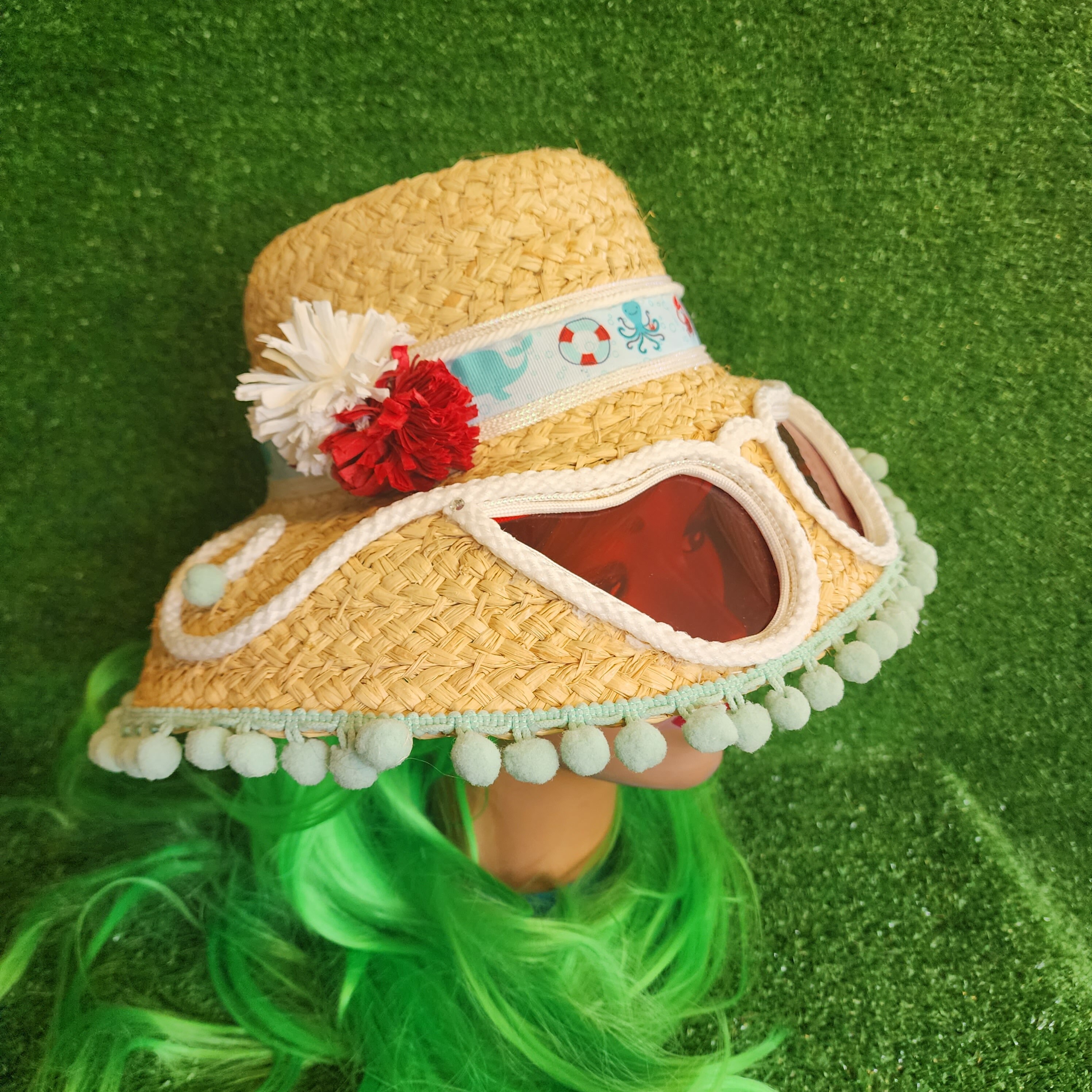 Sunglasses Hat Sunglass Hat 60's Straw Hat Retro Straw Etsy