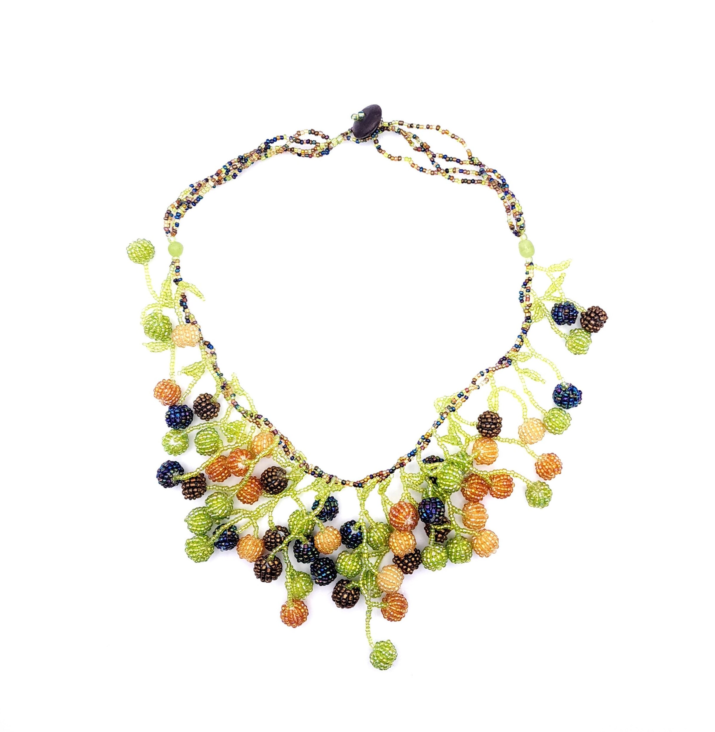 【VINTAGE HOLLYWOOD】Tropical Candy Beads Necklace Vintage Gorgeous Tropical Multi-colored Hand Beaded Necklace