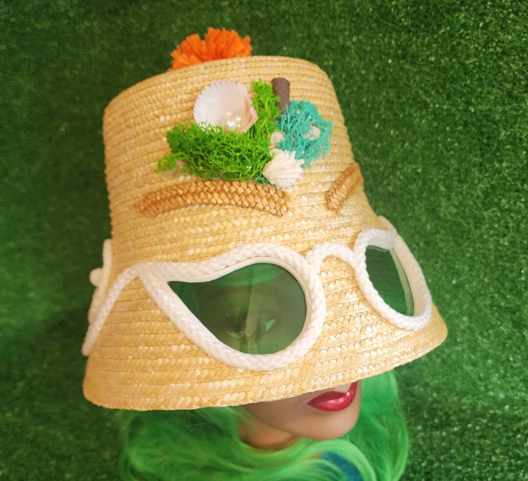 Sunglass Hat Sunglasses Hat Straw Bucket Hat Tiki Hat Etsy