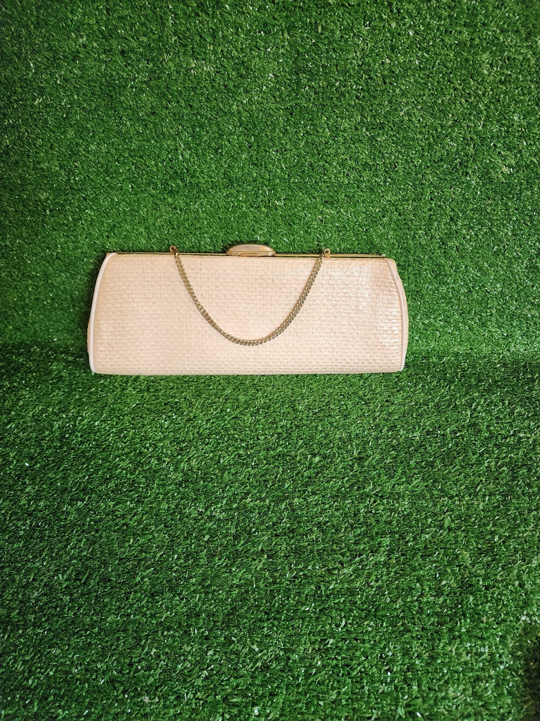 Wicker Look Clutch 60's Clutch Cream Clutch Vintage Etsy