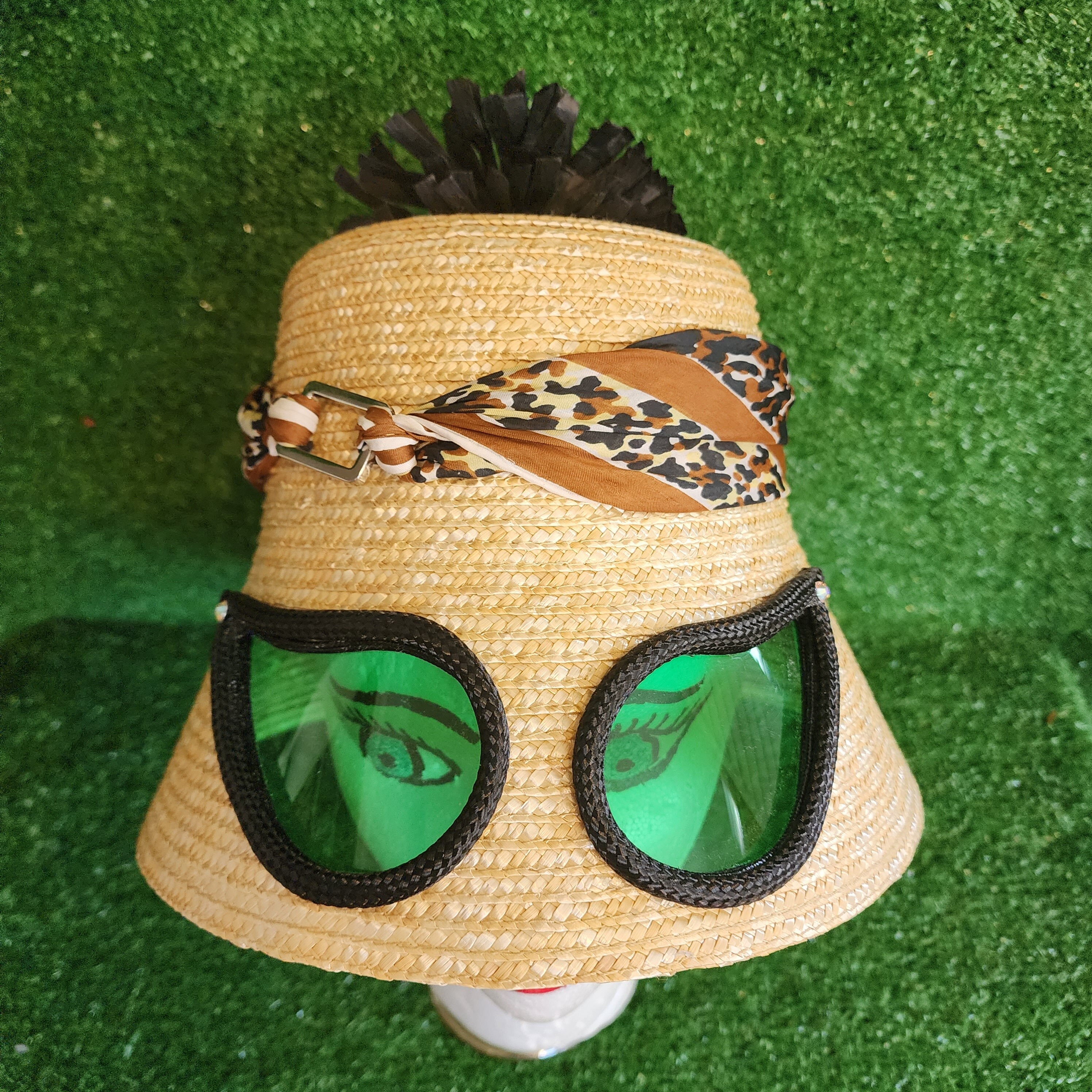 Sunglasses Hat Sunglass Hat 60's Straw Hat Retro Straw Etsy