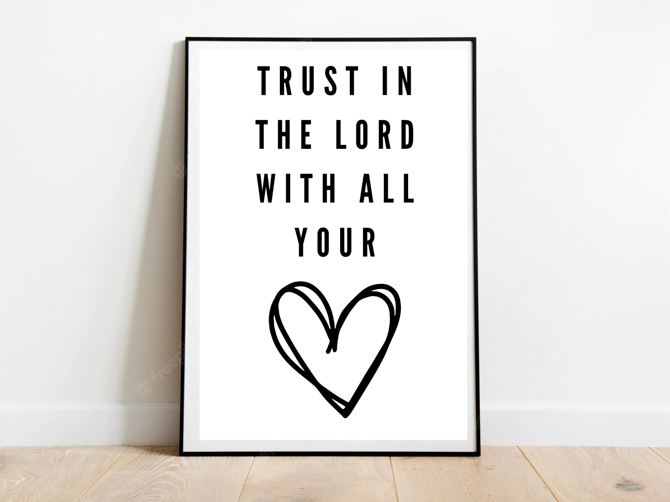 Minimalist Wall Art, Black and White Wall Art, Trust in the Lord