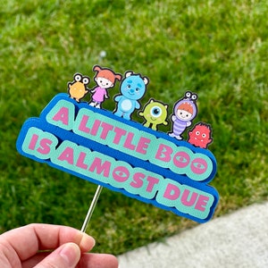 A Little Boo Is Almost Due Cake Topper, monsters cake topper, baby shower decor, party supplies, custom cake baby topper, boo cake topper.
