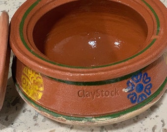 Cooking Clay Pot 1.7 Quart (Small Handi)(Stove Stand Sold Separately)