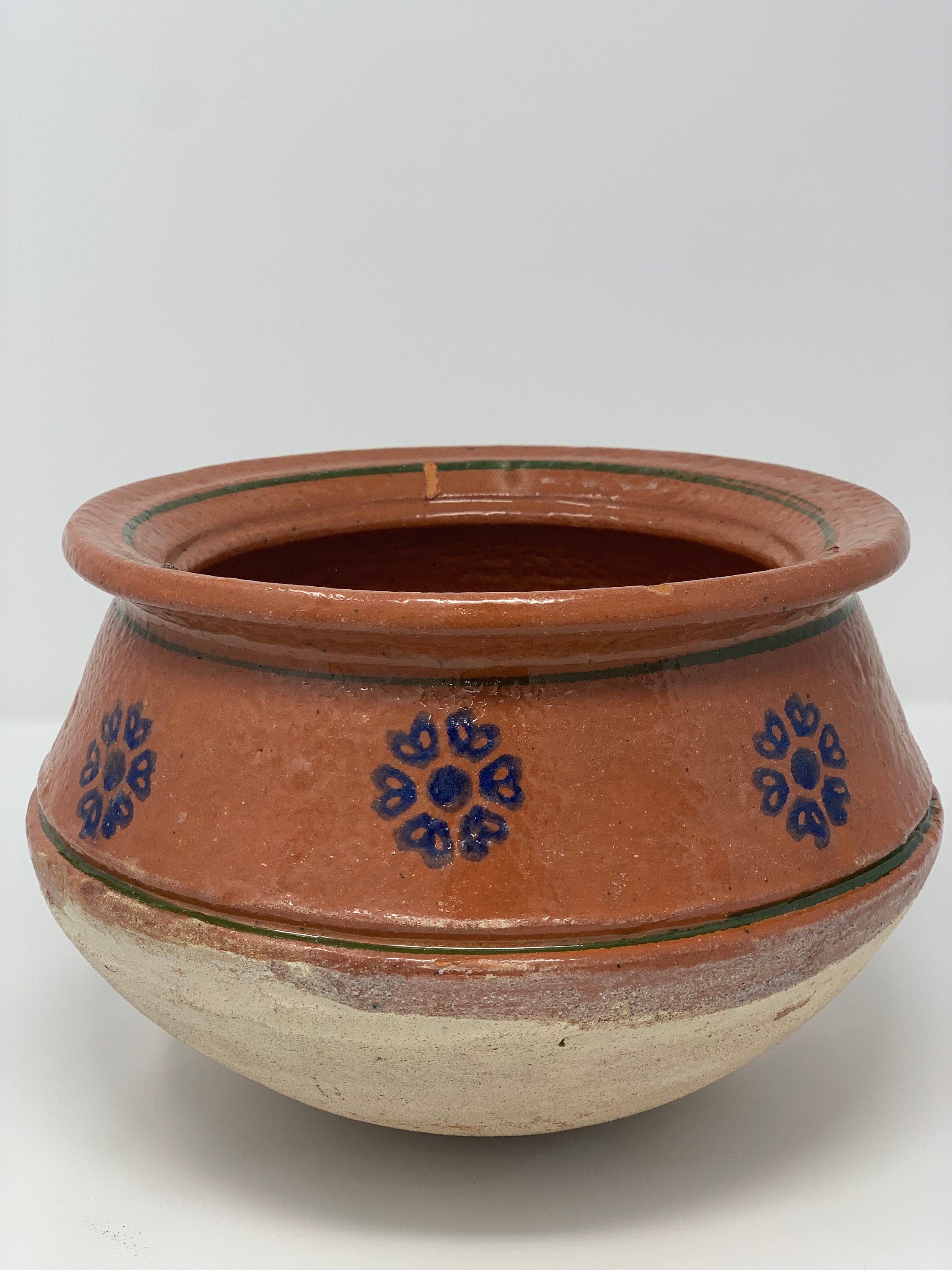 Large Spanish Colonial Clay Cooking Pot W/ Old Fire Patina, Early 20th C