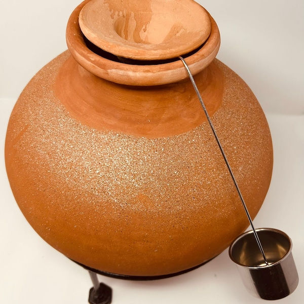 Clay Water Pitcher Set (Gharra with Stand and Dipper) UNGLAZED White clay