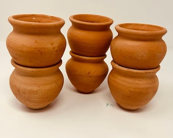 Clay Tandoori Cups (UNGLAZED White Clay) 6 pcs