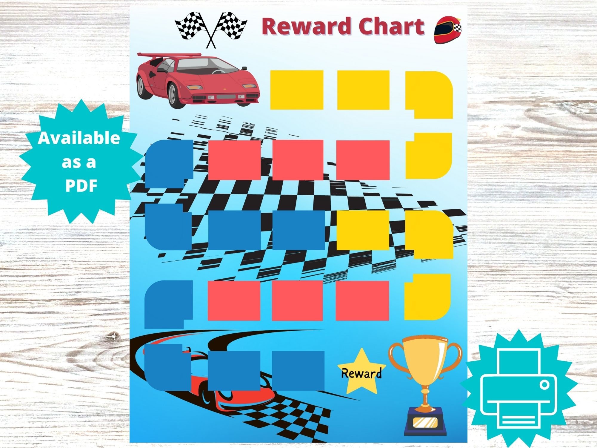 Printable Red Race Car Reward Chart for Kids Racecars Chore - Etsy ...