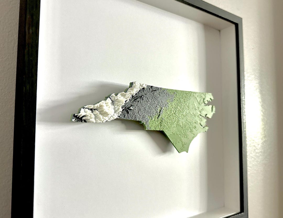 North Carolina 3D Printed Topographic State Map – Raised Relief Wall ...